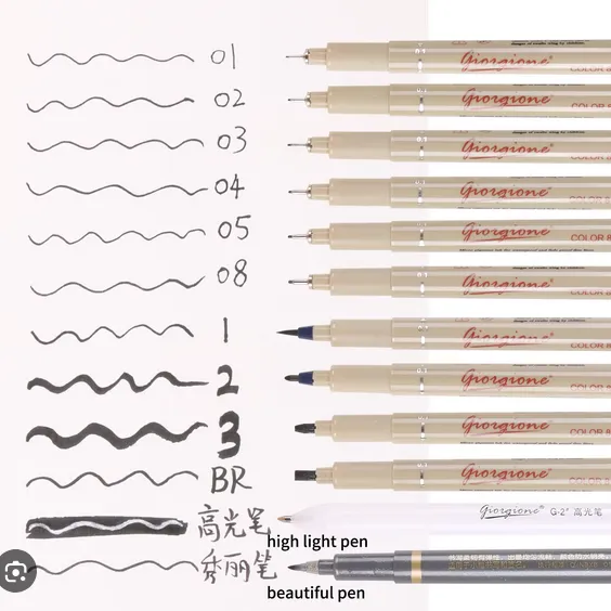 Giorgione%2012%20pcs%20Fine%20Liner%20Water%20Based%20Ink%20Black%20Fineliner%20Marker%20Pen%20Set%20Fineliner%20Marker%20Pens%20Set%20-%20Image%202