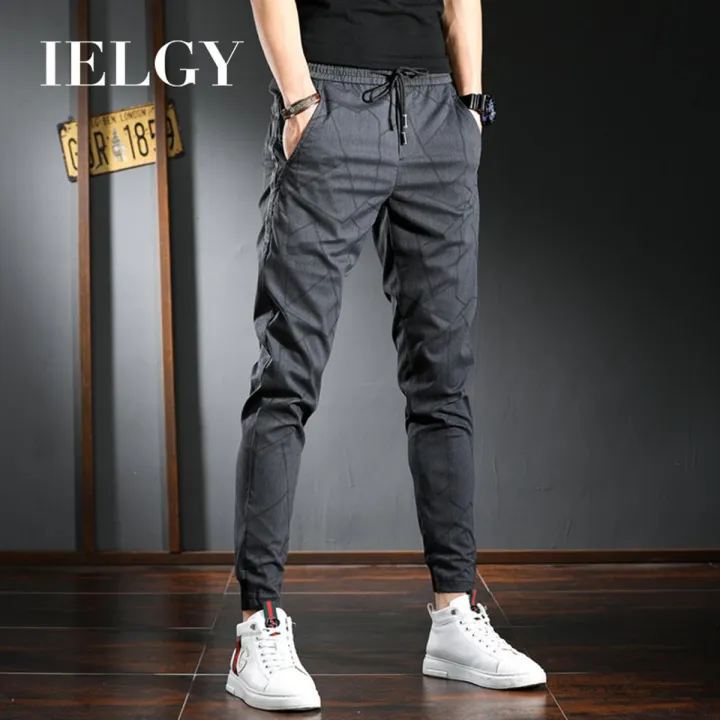 IELGY%20Elastic%20Waist%20Casual%20Cropped%20Pants%20Men's%20Slim%20Fit%20Feet%20British%20Art%20Plaid%20Men's%20Pants%20Gray%20Pants%20Thin%20Pants%20-%20Image%203