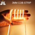 3mm FOB COB LED Strip Light 12V Super Fine Thin Linear Flexible LED  Ribbon Tape for Room Decor Lights House Night Lamp-Cool White 6500K-0.5 meter-DC 12V (3mm wide)-. 