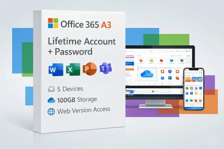 Microsoft Office 365 A3 Lifetime Account + Password | 5 Devices | 100GB ...