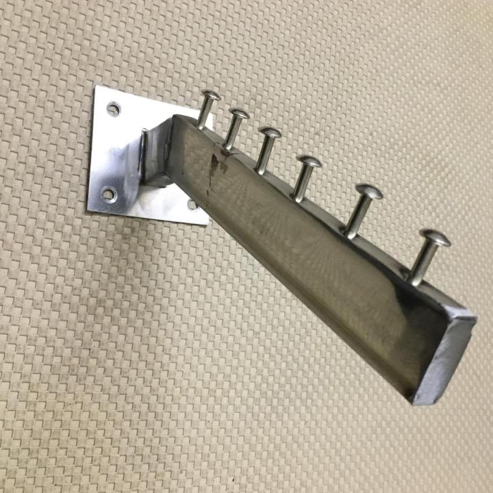 7.5" Wall Mounted Clothes Hanger Rack, Set of 1 Stainless Steel Garment  6 Hooks