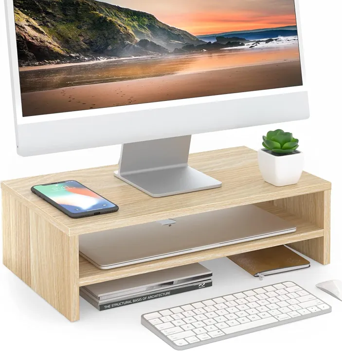 Desktop%20Monitor%20Stand-Wood%20Monitor%20Stand-Monitor%20Stand%20With%20Shelf%20for%20Laptop,%20Ergonomic%20Computer%20Modern%20Office%20Desk,%20Notebook%20Shelf%20-%20Image%204
