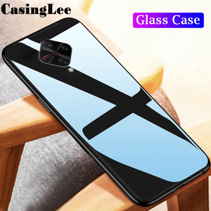 Protect Cover For VIVO S1 Pro case Glass silicon Full Protection Tempered Glass Phone Cases for VIVO S1 Pro Back Cover For girls and Boys