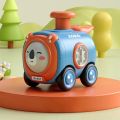Inertia toy car press face changing with whistle Small train crash resistant cartoon car parent-child interaction.