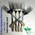 6 pieces (6-inch) Stainless Steel fork Spoon Set - Multi Design print.. 