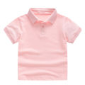 Elegantstunning Boys Lapel Short Sleeves T-shirt Simple Solid Color Tops Summer Cotton Breathable Shirt For 1-10 Years Old Kids. 