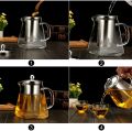 Square Glass Tea Pot, Borosilicate Glass Teapot, Loose Leaf Tea Kettle, 750 ml Borosilicate Glass Heat Resistant Clear Leaf Teapot with Infuser Strainer for Microwavable and Stovetop Safe. 