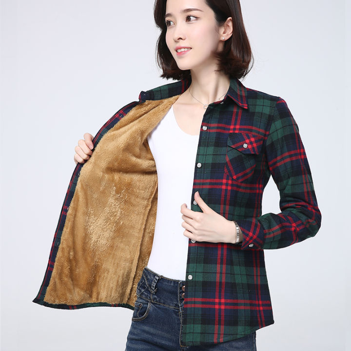 2023%20Winter%20New%20Plus%20Thick%20Women's%20Warm%20Plaid%20Shirt%20Coat%20Lady%20Casual%20Fleece%20Velvet%20Jacket%20Tops%20Hot%20Women%20Clothes%20Outerwear%20-%20Image%203