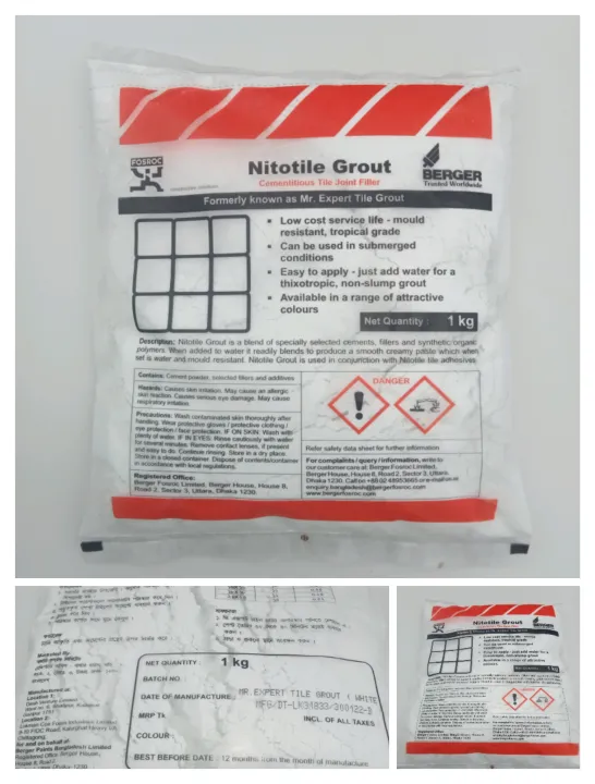 white Nitotile Grout Cementitious Tile Joint Filler 1 kg Tiles pudding cement