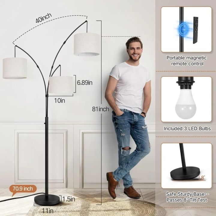 Floor%20Lamp,%20Dimmable%20Modern%20Black%203-light%20Arched%20High%20Floor%20Lamp,%20Bedroom,%20Office,%20Beige%20Lampshade,%20Floor%20Lamp%20-%20Image%205