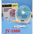 JY SUPER Portable Led Light With Mini Fan Charging Protection Strong Wind Fan With USB Port - Rechargeable Mini Fan. 