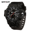 SANDA 6198 Fashionable Cool Night Light Dual Screen Multi functional Outdoor Sports Waterproof Men's Electronic Watch. 