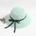 Summer women's sunshade straw hat black ribbon bow big brim hat Japanese adult pot hat women's sunscreen fold.