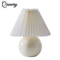 Qiunery Pleated Ceramic Table Lamp USB Charging Bedroom Bedside LED Night Lamp With Dimmer Switch Creative Retro Farmhouse Desk Lamp (Single Color Warm Light). 
