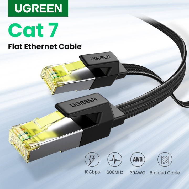 (NEW) Cat 7 Flat Ethernet Cable Nylon Braided Gigabit Flat Cat7 RJ45 LAN Cable High Speed Internet Network Patch Cord 10Gbps Compatible for PS5 Gaming PS5 PS4 Xbox One PS3 PC Laptop Computer