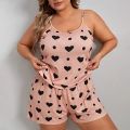 Summer Women's Suspenders Shorts Big Size Plus Fat Fat Pajamas Homewear Set Leisure Loose Comfortable Pajamas Homewear Set.