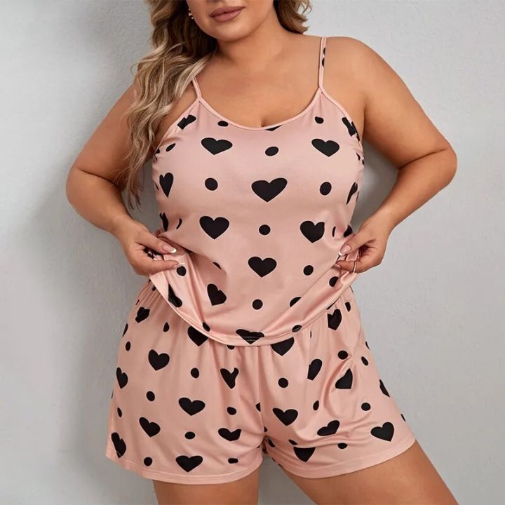 Summer%20Women's%20Suspenders%20Shorts%20Big%20Size%20Plus%20Fat%20Fat%20Pajamas%20Homewear%20Set%20Leisure%20Loose%20Comfortable%20Pajamas%20Homewear%20Set%20-%20Image%204