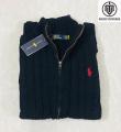 Ralph Lauren Cable-Knit Cotton Full Zipper Sweater โ Black.