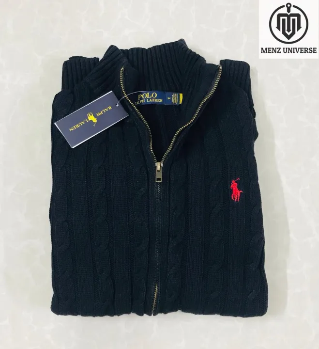 Ralph%20Lauren%20Cable-Knit%20Cotton%20Full%20Zipper%20Sweater%20%E2%80%93%20Black%20-%20Image%203