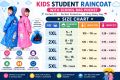 1Pcs Student Raincoat for Kids Boys and Girls With School Bag Pocket Waterproof Rain Coat for Children (Random Design)- (5yers to 15 years).