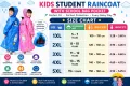 1Pcs Student Raincoat for Kids Boys and Girls With School Bag Pocket Waterproof Rain Coat for Children (Random Design)- (5yers to 15 years). 