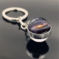 Solar System Planet Key chain Pendant Key Ring Earth Moon Saturn Double Side Glass Ball Key Chain. 