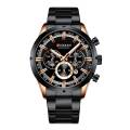 Curren 8355 Black Stainless Steel Chronograph Watch For Men - Rosegold & Black - Watch. 