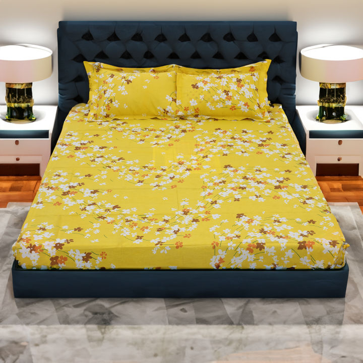 Cotton%20Multicolor(Blooming%20Beauty)%20Print%20King%20Size%20Flat%20Bed%20Sheet%20Set%20(7.5%20by%208.5%20Feet)%20with%20Two%20Pillow%20Covers-%20300%20Thread%20Count-%20Hand%20Washable%20-%20Image%203