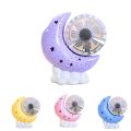 Moon Base Fan With Starry Atmosphere Light And Adjustable Angle Pen Holder Mini USB Fan.