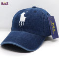 Navy Blue Wash Denim Export US Polo Cap For Men And Women.