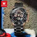 OLEVS Sports Watch for Men Stainless Waterproof  Chronograph Quartz Multifunctional Calendar Black White 9921. 