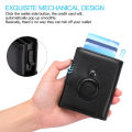 Cross border men's wallet, credit card anti magnet card bag, automat pop-up metal card box, Airtag three fold leather wallet. 