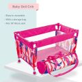 Baby Doll Crib Pack and Play Accessory Simulation DIY Doll Bed up to 18 Dolls with Carry Along Bag Toy Gift for Girls and Kids.