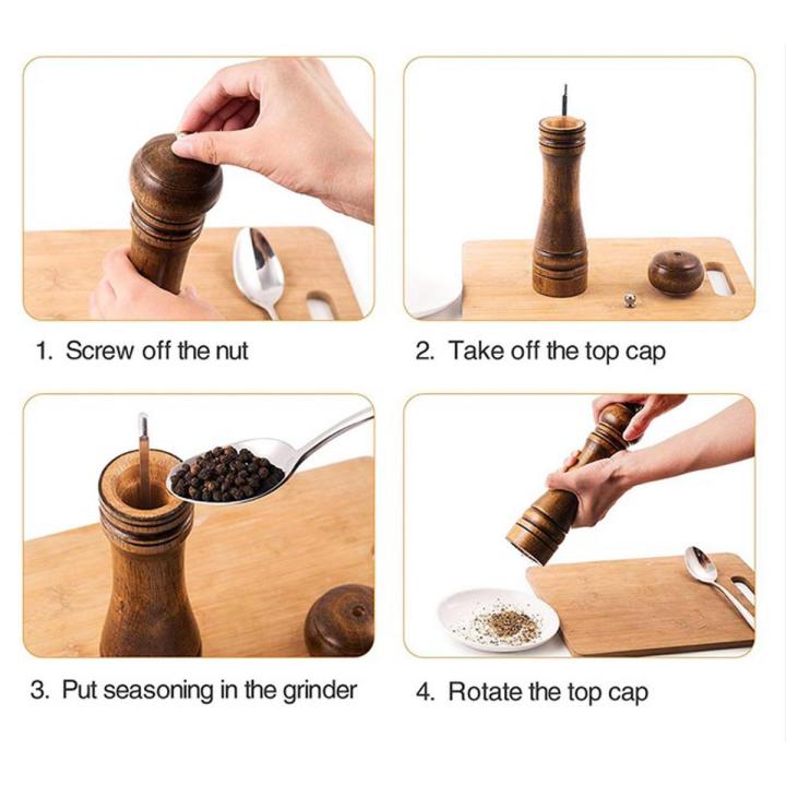 KONCO Wood Salt and Pepper Mills Shakers, Wooden Spice & Pepper ...