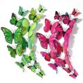 12Pcs 3D Three Dimensional Double Layer Simulation Butterfly Sticker Refrigerator Sticker Wardrobe Sticker.
