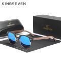 KINGSEVEN Handmade 2023 Black Walnut Wooden Sunglasses Men Polarized UV400 Protection Semi-Rimless Retro Eyewear Women Oculos.