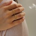 6mm Thick Chunky Chain Ring Cuban Curb Link Stainless Steel Stylish Ring for Women Girls. 