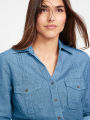 Blue Long Sleeve Denim Shirt for Women (CT-11). 