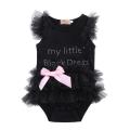 (NEW)Rompers Infant Baby Girls Clothes My Little Black Dress Bow Lace Short Sleeve Cute Cotton Rompers Outfits Baby Girl Clothing.