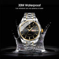 LouisWill Men's Fashion Watch Quartz Watches Double Calendar Watch Diamond Inlaid 30M Waterproof Watch Luminous Quartz Watch Steel Band Watch Luminous Pointer Wrist Watches for Men. 
