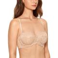 DOBREVA Women's Lace Strapless Bra Plus Size Underwire Unlined Multiway Balconette Bras.