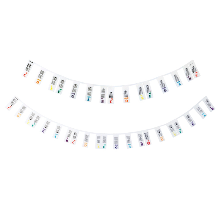 2 Piece Piano Note Sticker Button Strip Silicone Color Universal White (PVC Box) 61 Keys
