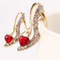 Ladies Crystal Rhinestone High Heel Princess Shoes Brooches Women Stylish Charm Brooch Pin. 