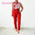 Ta Top Trousers Suit Bkless Tight Waist Ladies Summer Suit. 