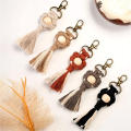Hand-woven Rustic Small Flower Tassel Keychain Creative Handmade Bag Car Wallet Pendant.