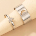 2pcs set Simple Open Rings Set Love Couple Rings. 