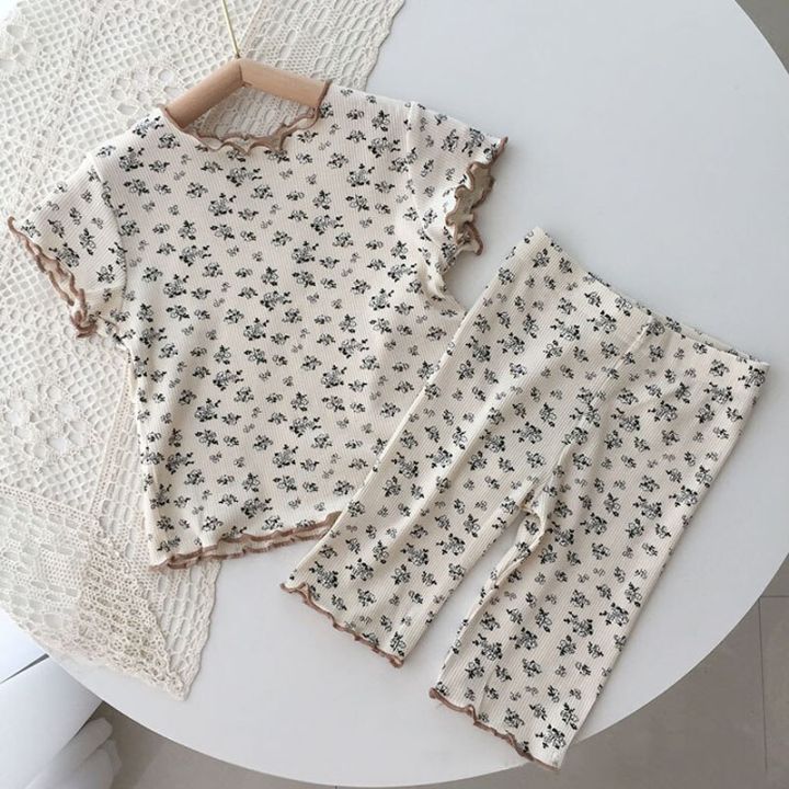 Baby%20Girl%20Nightgown%20Floral%20Suit%20Baby%20Full%20Printed%20T-shirts%20Summer%202pcs%20Toddler%20Girls%20Trendy%20Short%20Sleeve%20Pajamas%20Set%20Home%20Wear%20-%20Image%202