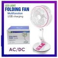 Multifunction Rechargeable Table fan Wall mount AC/DC Fan with LED Light. 