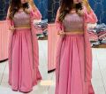 Georgette Stone Work Readymade Party Koti Lehenga for Women.