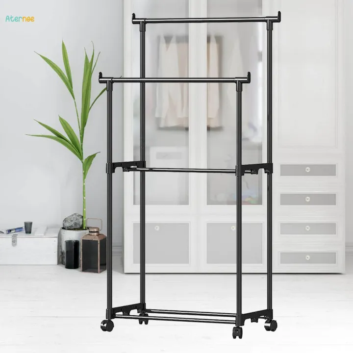 Double%20Rod%20Clothing%20Rack%20Heavy%20Duty%20Portable%20Movable%20Wheel%20Clothes%20Organizer%20for%20Office%20Living%20Room%20-%20Image%205